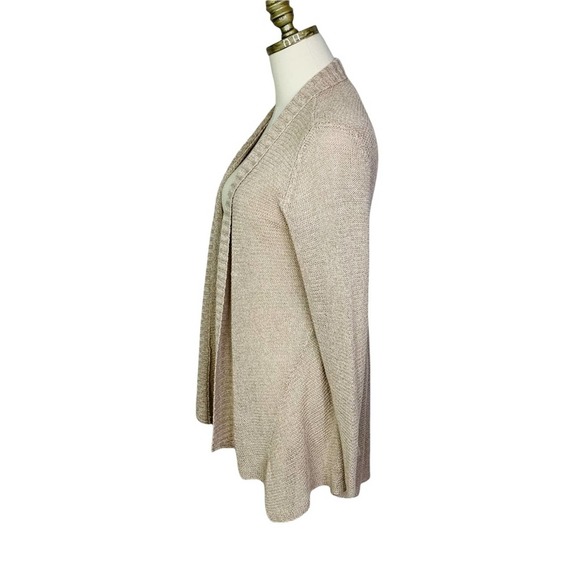 Eileen Fisher PS Tan Open Knit Asymmetrical Open Cardigan 2804 - Picture 4 of 8